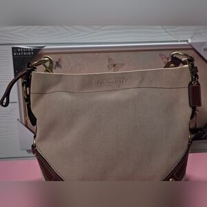 Coach Tan and Brown Shoulder Bag